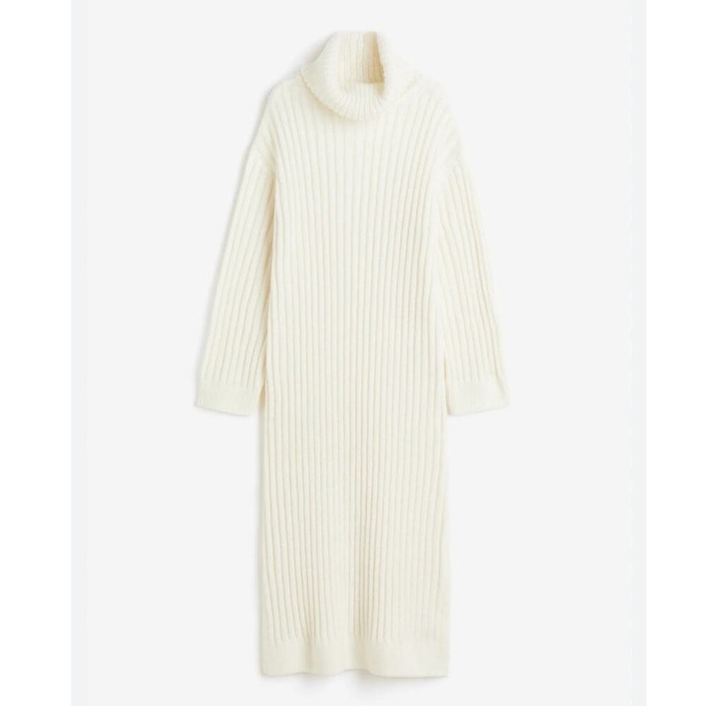Abercrombie & Fitch White Long Sleeve Sweater Dress